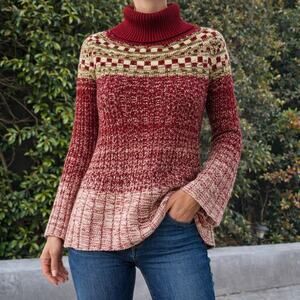 Vintage Deadstock Degree Boysenberry Knit Sweater Y2K Turtleneck New Large